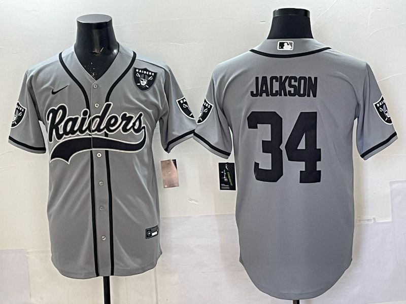 Men 2025 Oakland Raiders #34 Jackson Grey 3th generation Joint Name Nike Limited NFL Jersey style 076